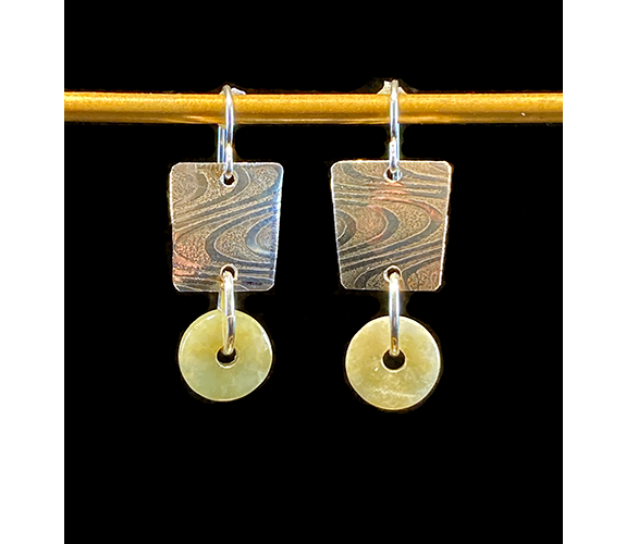 "Jade Disc & Sterling Silver Earrings" - Shelley Kaldunski